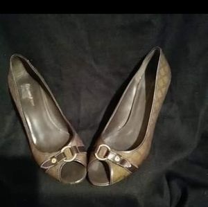Etienne Aigner Brown Monogram Heels